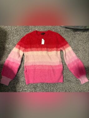 Banana Republic Ombre Crewneck Sweater in Red, Pink, Cream